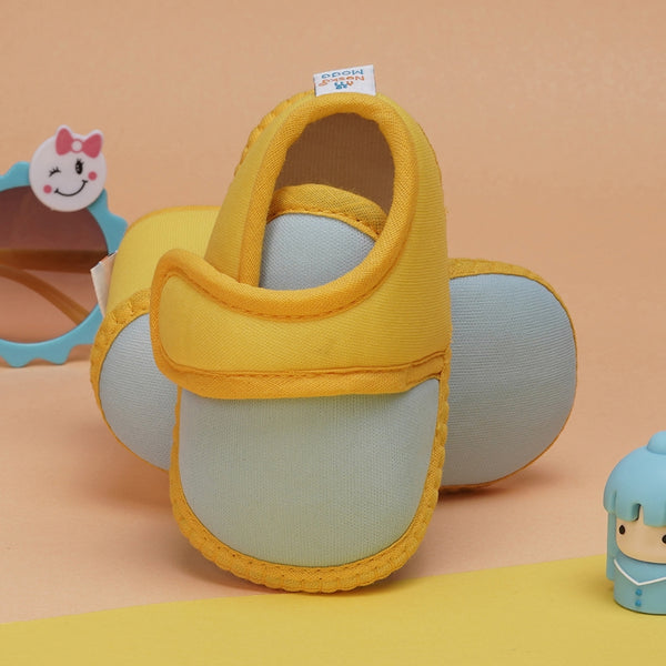 6 To 12 Months Baby Boys & Baby Girls Cute Soft Cotton Pre-Walker Sports Booties (Yellow,Blue)-BT4469