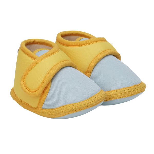 6 To 12 Months Baby Boys & Baby Girls Cute Soft Cotton Pre-Walker Sports Booties (Yellow,Blue)-BT4469