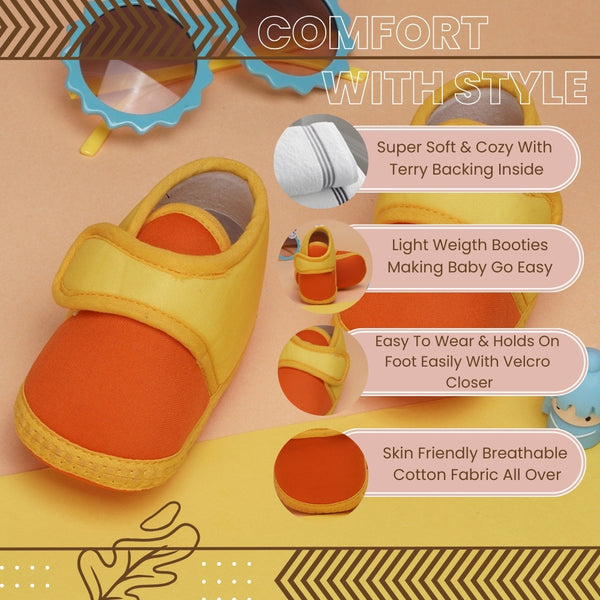 6 To 12 Months Baby Boys & Baby Girls Cute Soft Cotton Pre-Walker Sports Booties (Orange,Yellow)-BT4470
