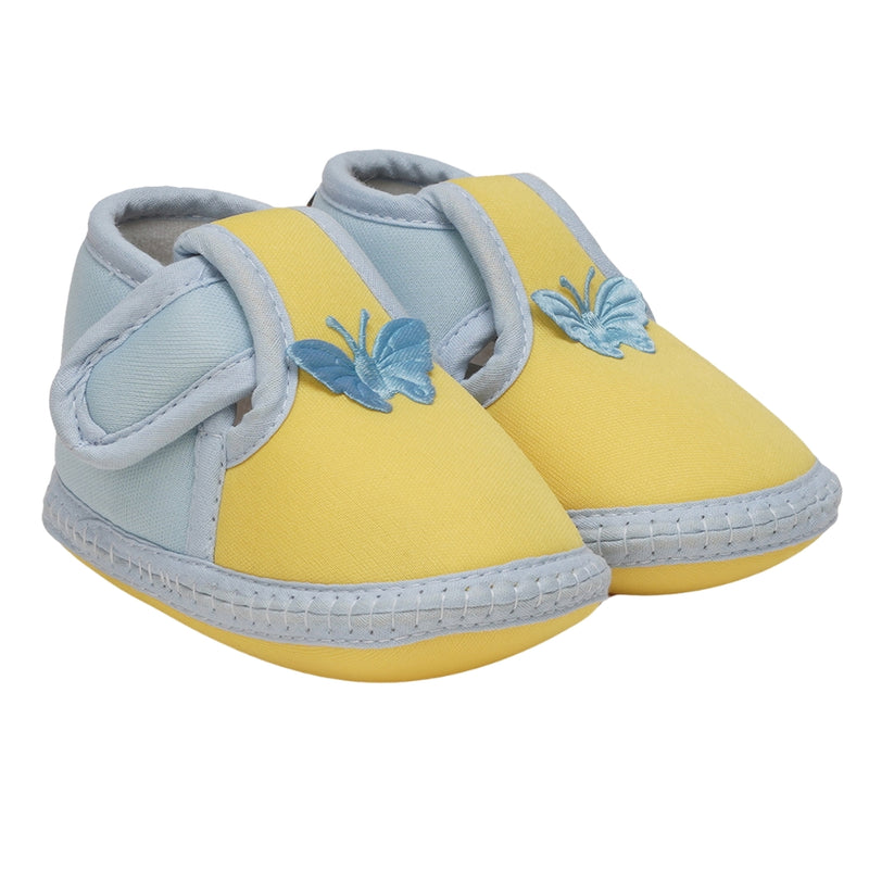 6 To 12 Months Baby Girls & Baby Boys Soft Cotton Cute Butterfly Booties (Yellow,Blue)-BT4471