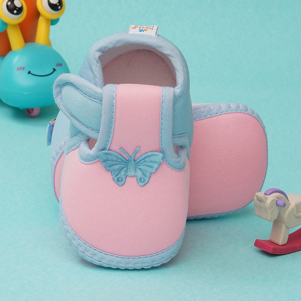 6 To 12 Months Baby Girls & Baby Boys Soft Cotton Cute Butterfly Booties (Baby Pink,Blue)