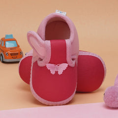6 To 12 Months Baby Girls & Baby Boys Soft Cotton Cute Butterfly Booties (Pink)-BT4474