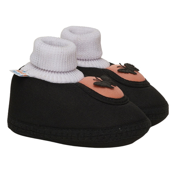 6 To 12 Months Baby Girls & Baby Boys Soft Cotton Cute Butterfly Booties (Black)