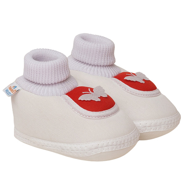6 To 12 Months Baby Girls & Baby Boys Soft Cotton Cute Butterfly Booties (White)