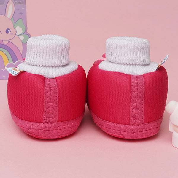 6 To 12 Months Baby Girls & Baby Boys Soft Cotton Cute Butterfly Booties (Rani Pink)