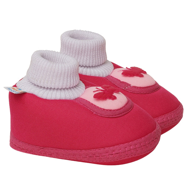 6 To 12 Months Baby Girls & Baby Boys Soft Cotton Cute Butterfly Booties (Rani Pink)