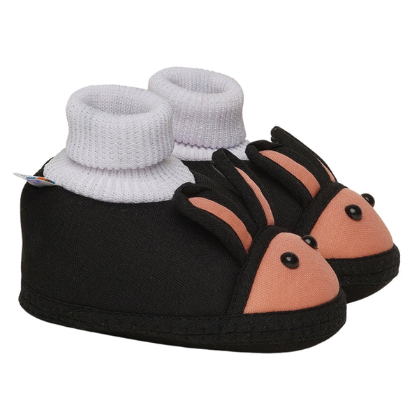 6 To 12 Months Baby Boys & Baby Girls Cute Soft Cotton Pre-Walker Rabbit Face Booties (Black)
