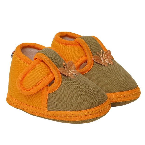6 To 12 Months Baby Girls & Baby Boys Soft Cotton Cute Butterfly Booties (Green,Turmeric)