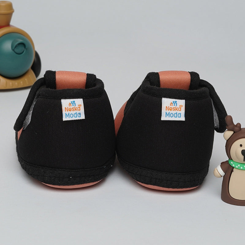 6 To 12 Months Baby Girls & Baby Boys Soft Cotton Cute Butterfly Booties (Peach,Black)