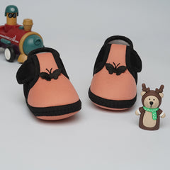 6 To 12 Months Baby Girls & Baby Boys Soft Cotton Cute Butterfly Booties (Peach,Black)
