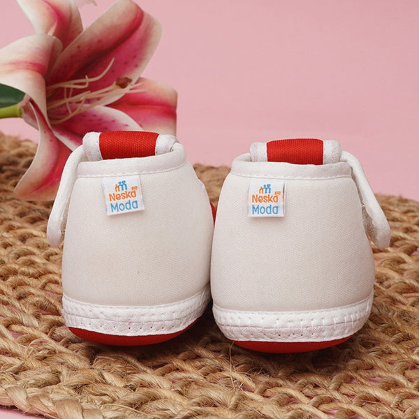 6 To 12 Months Baby Girls & Baby Boys Soft Cotton Cute Butterfly Booties (Red,White)