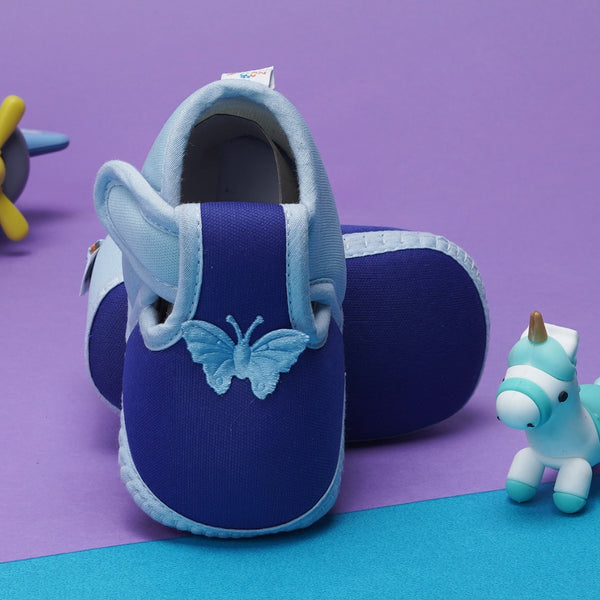6 To 12 Months Baby Girls & Baby Boys Soft Cotton Cute Butterfly Booties (Blue)