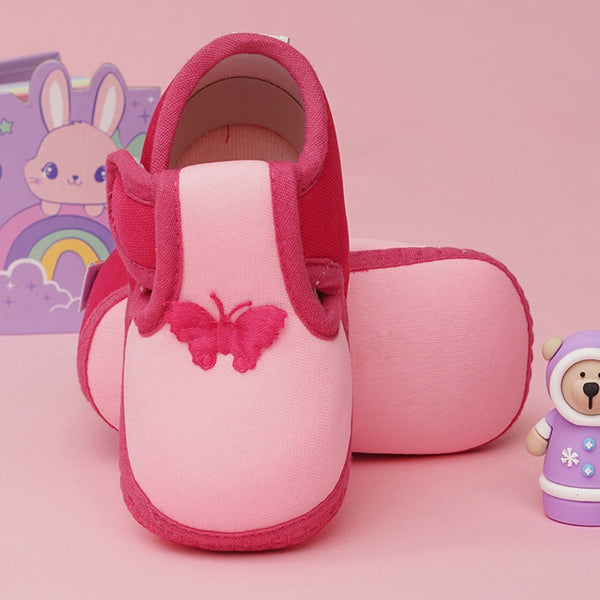 6 To 12 Months Baby Girls & Baby Boys Soft Cotton Cute Butterfly Booties (Baby Pink,Rani Pink)