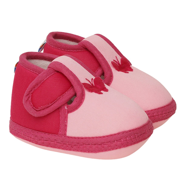 6 To 12 Months Baby Girls & Baby Boys Soft Cotton Cute Butterfly Booties (Baby Pink,Rani Pink)