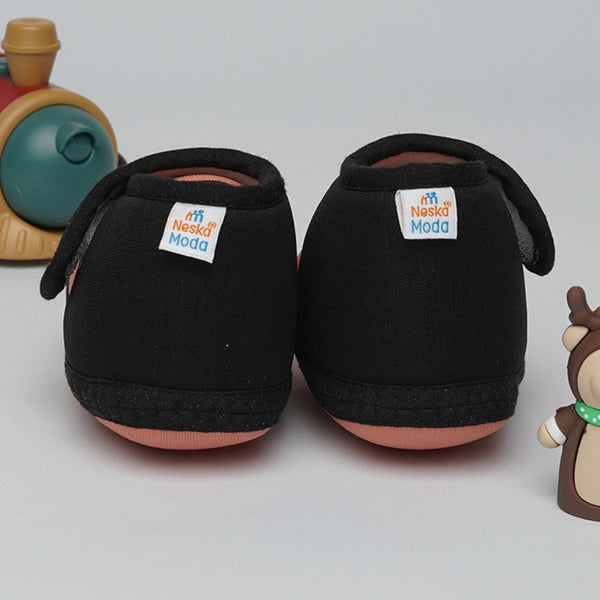 6 To 12 Months Baby Boys & Baby Girls Cute Soft Cotton Pre-Walker Sports Booties (Peach,Black)