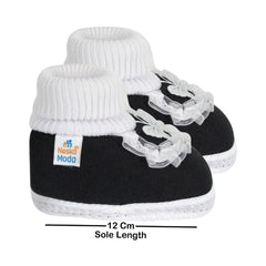 6 To 12 Months Baby Girls & Baby Boys Soft Cotton Cute Butterfly Frill Booties (Black)-BT44
