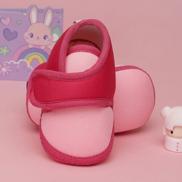 6 To 12 Months Baby Boys & Baby Girls Cute Soft Cotton Pre-Walker Sports Booties (Baby Pink,Rani Pink)