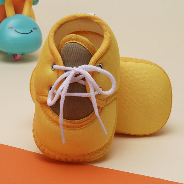6 To 12 Months Baby Boys & Baby Girls Cute Soft Cotton Pre-Walker Lace Booties (Yellow)