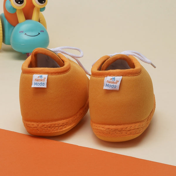 6 To 12 Months Baby Boys & Baby Girls Cute Soft Cotton Pre-Walker Lace Booties (Turmeric)
