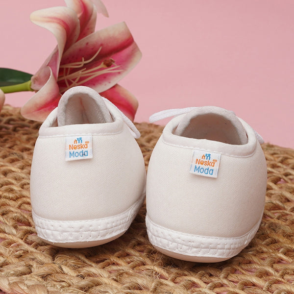 6 To 12 Months Baby Boys & Baby Girls Cute Soft Cotton Pre-Walker Lace Booties (White)