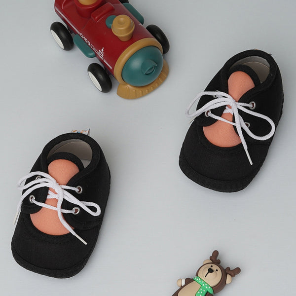 6 To 12 Months Baby Boys & Baby Girls Cute Soft Cotton Pre-Walker Lace Booties (Black)