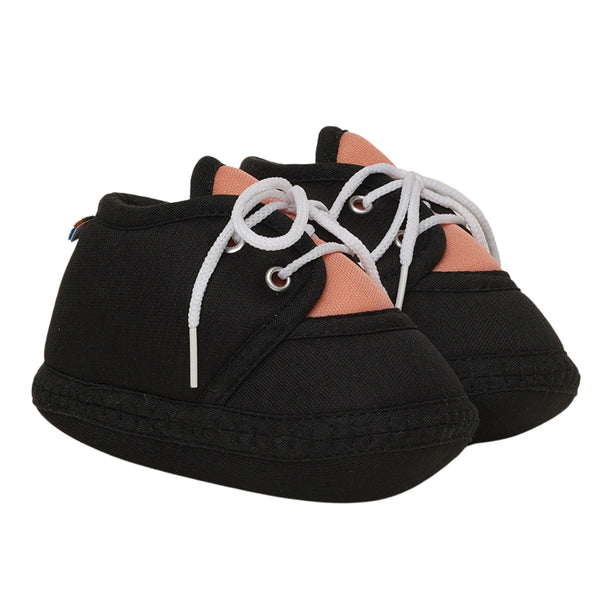6 To 12 Months Baby Boys & Baby Girls Cute Soft Cotton Pre-Walker Lace Booties (Black)