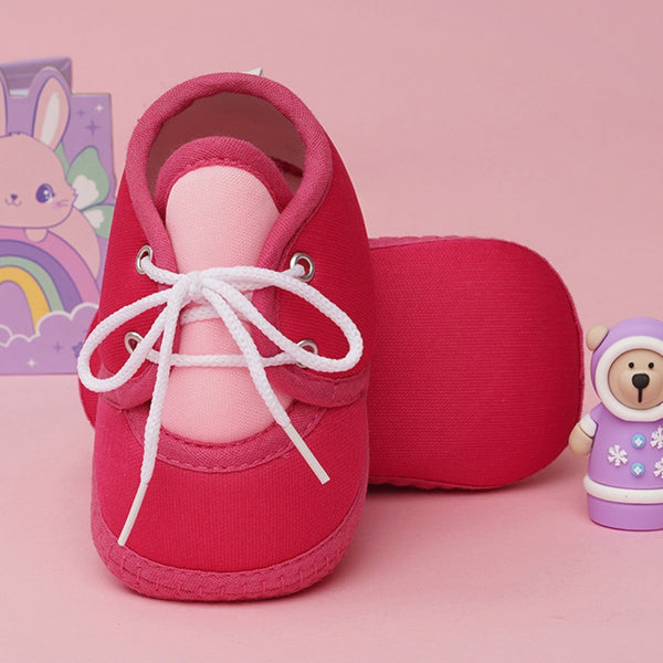 6 To 12 Months Baby Boys & Baby Girls Cute Soft Cotton Pre-Walker Lace Booties (Rani Pink)
