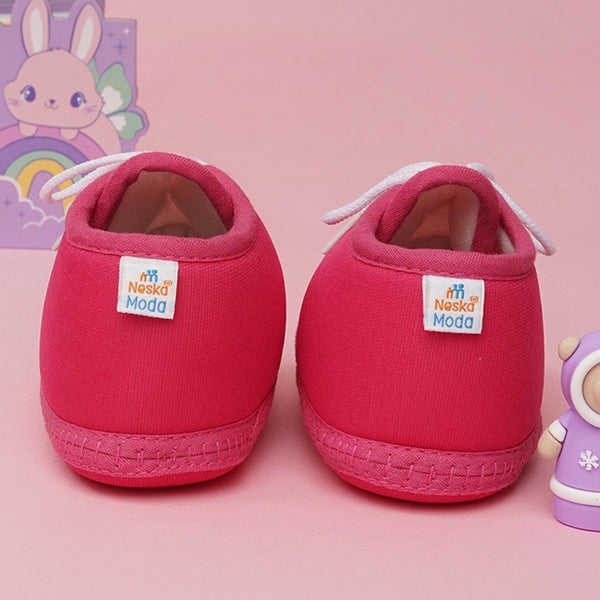 6 To 12 Months Baby Boys & Baby Girls Cute Soft Cotton Pre-Walker Lace Booties (Rani Pink)
