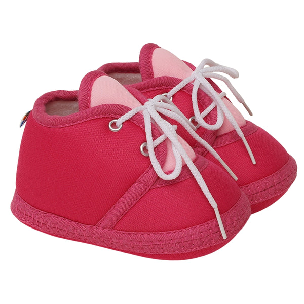 6 To 12 Months Baby Boys & Baby Girls Cute Soft Cotton Pre-Walker Lace Booties (Rani Pink)