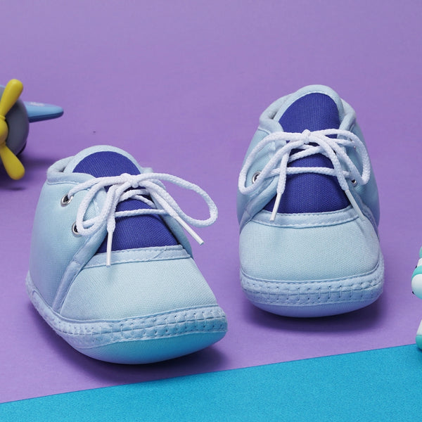 6 To 12 Months Baby Boys & Baby Girls Cute Soft Cotton Pre-Walker Lace Booties (Sky Blue)