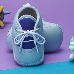 6 To 12 Months Baby Boys & Baby Girls Cute Soft Cotton Pre-Walker Lace Booties (Sky Blue)