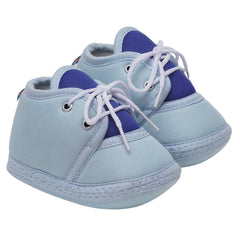 6 To 12 Months Baby Boys & Baby Girls Cute Soft Cotton Pre-Walker Lace Booties (Sky Blue)
