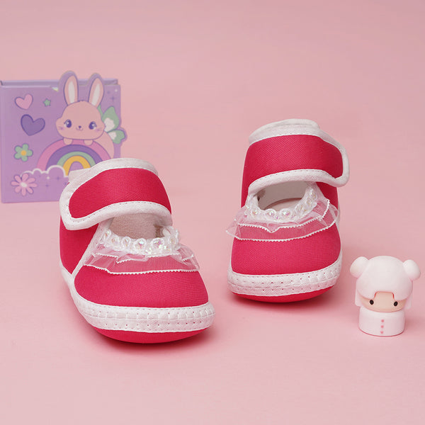 6 To 12 Months Baby Girls Soft Cotton Cute Butterfly Booties (Red)