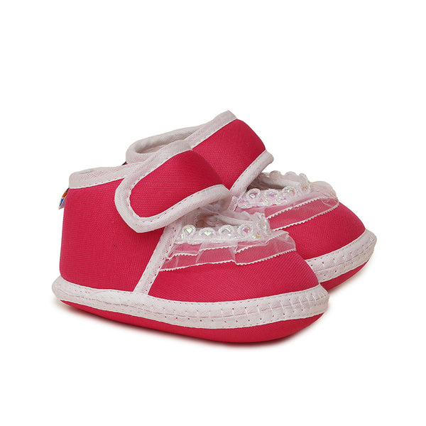 6 To 12 Months Baby Girls Soft Cotton Cute Butterfly Booties (Red)