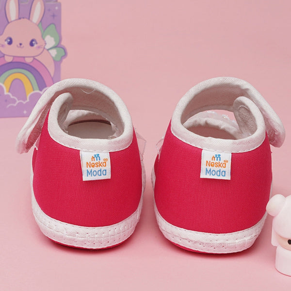 6 To 12 Months Baby Girls Cute Soft Cotton Pre-Walker Frill Booties (Rani Pink)