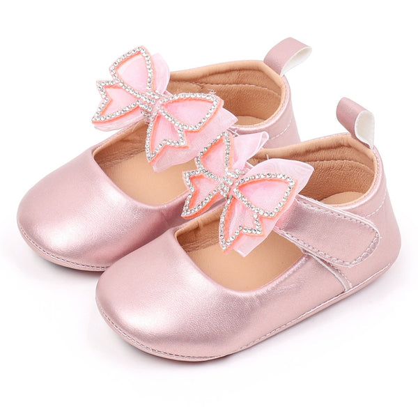 6 To 12 Months Newborn Baby Girls Belly Shoe Partywear Anti-Slip Sandal Booties (Pink)-BT4509