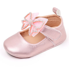 6 To 12 Months Newborn Baby Girls Belly Shoe Partywear Anti-Slip Sandal Booties (Pink)-BT4509