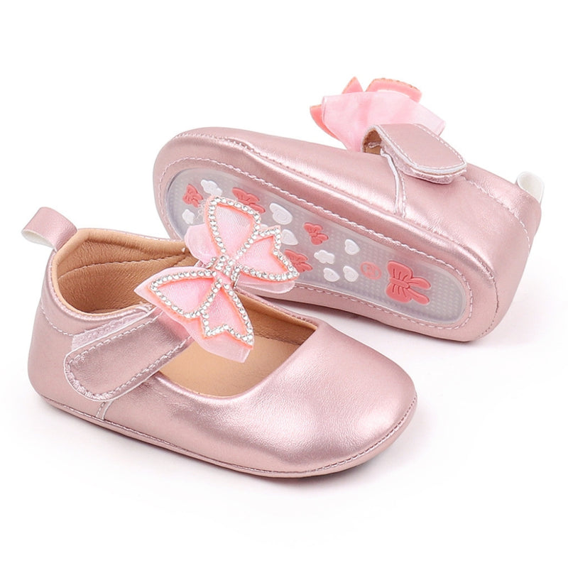 6 To 12 Months Newborn Baby Girls Belly Shoe Partywear Anti-Slip Sandal Booties (Pink)-BT4509