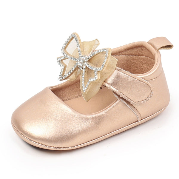 6 To 12 Months Newborn Baby Girls Belly Shoe Partywear Anti-Slip Sandal Booties (Gold)-BT4510