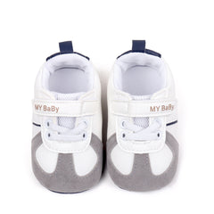 6 to 12 Months Baby Boys & Girls Synthetic Leather Shoes,Infant Non Slip Velcro Booties (White,Blue)-BT4514
