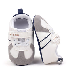 6 to 12 Months Baby Boys & Girls Synthetic Leather Shoes,Infant Non Slip Velcro Booties (White,Blue)-BT4514