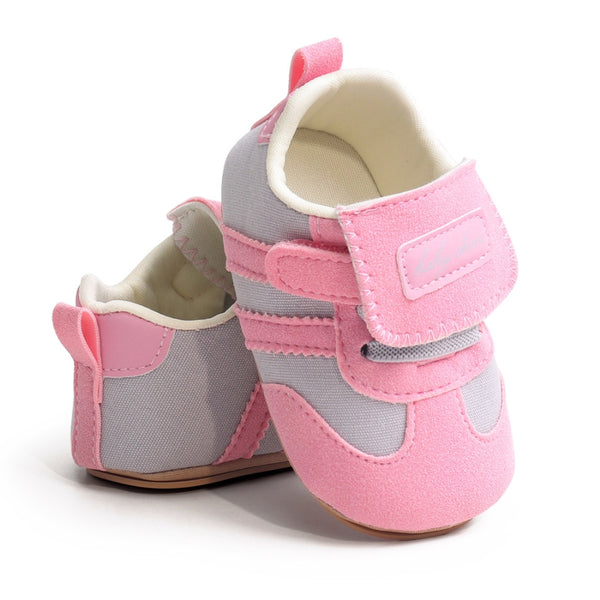 6 to 12 Months Baby Boys & Girls Sneaker Shoes,Infant Non Slip Sole Velcro Booties (Pink)-BT4515