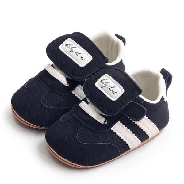 6 to 12 Months Baby Boys & Girls Sneaker Shoes,Infant Non Slip Sole Velcro Booties (Black)-BT4516