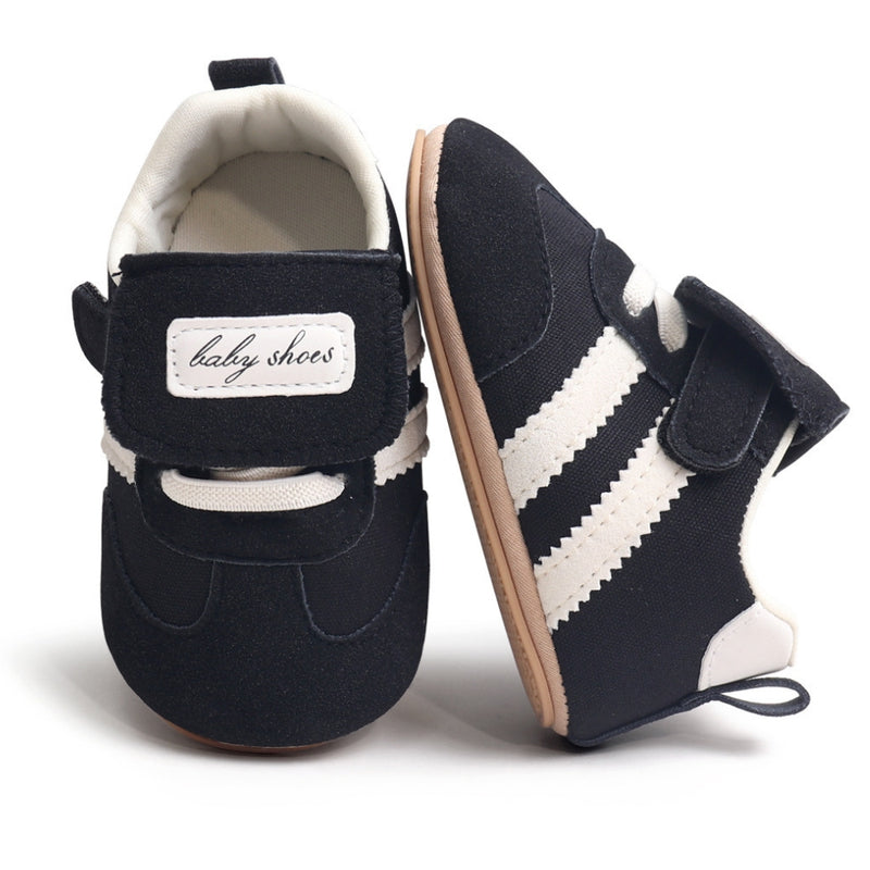 6 to 12 Months Baby Boys & Girls Sneaker Shoes,Infant Non Slip Sole Velcro Booties (Black)-BT4516
