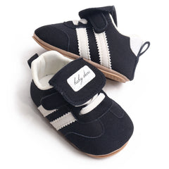 6 to 12 Months Baby Boys & Girls Sneaker Shoes,Infant Non Slip Sole Velcro Booties (Black)-BT4516