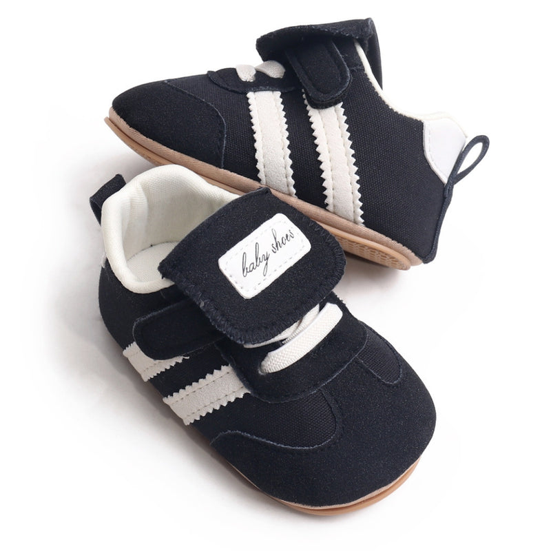 6 to 12 Months Baby Boys & Girls Sneaker Shoes,Infant Non Slip Sole Velcro Booties (Black)-BT4516