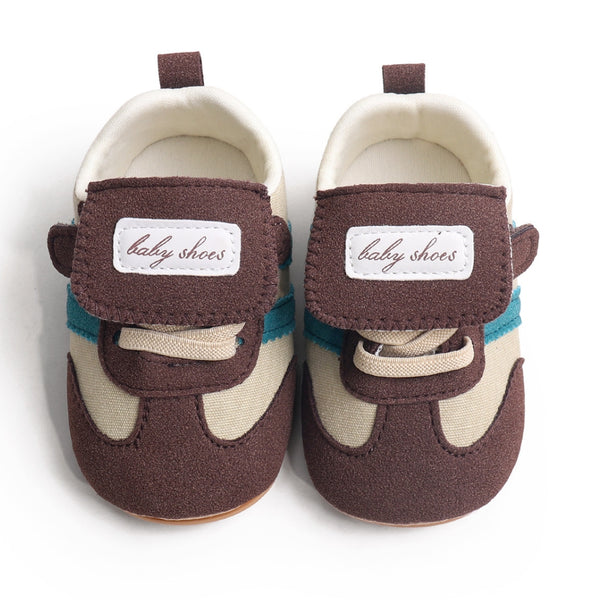 6 to 12 Months Baby Boys & Girls Sneaker Shoes,Infant Non Slip Sole Velcro Booties (Brown)-BT4517