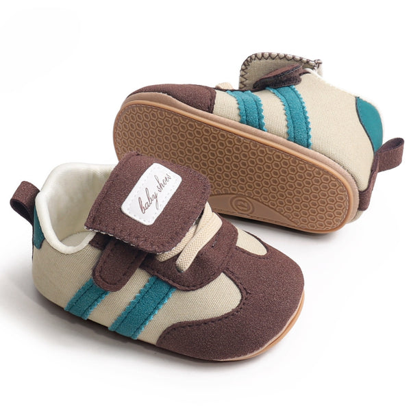 6 to 12 Months Baby Boys & Girls Sneaker Shoes,Infant Non Slip Sole Velcro Booties (Brown)-BT4517