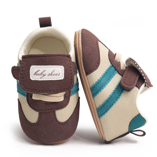 6 to 12 Months Baby Boys & Girls Sneaker Shoes,Infant Non Slip Sole Velcro Booties (Brown)-BT4517