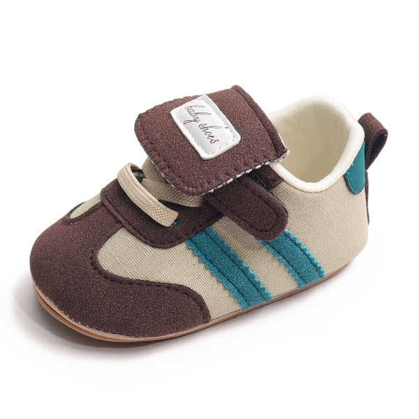 6 to 12 Months Baby Boys & Girls Sneaker Shoes,Infant Non Slip Sole Velcro Booties (Brown)-BT4517